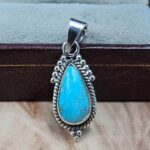 White Water Turquoise 1.25" 925 Sterling Silver Pendant (REXT49-573)