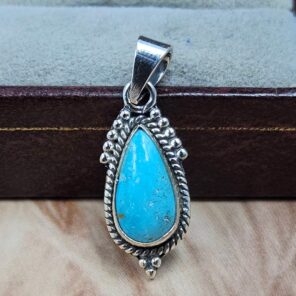 White Water Turquoise 1.25" 925 Sterling Silver Pendant (REXT49-573)