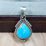 White Water Turquoise 1.25" 925 Sterling Silver Pendant (REXT49-574)