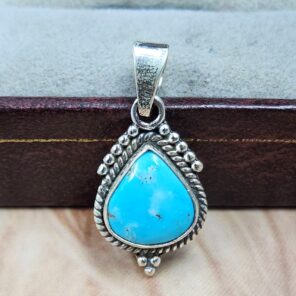 White Water Turquoise 1.25" 925 Sterling Silver Pendant (REXT49-574)