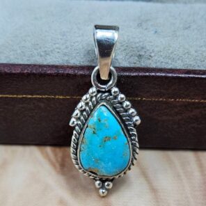 White Water Turquoise 1.25" 925 Sterling Silver Pendant (REXT49-575)
