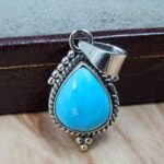 White Water Turquoise 1.25" 925 Sterling Silver Pendant (REXT49-577)