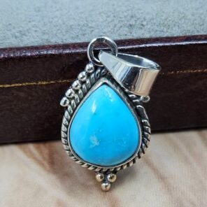 White Water Turquoise 1.25" 925 Sterling Silver Pendant (REXT49-577)