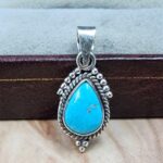 White Water Turquoise 1.25" 925 Sterling Silver Pendant (REXT49-578)