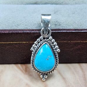 White Water Turquoise 1.25" 925 Sterling Silver Pendant (REXT49-578)