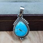 White Water Turquoise 1.25" 925 Sterling Silver Pendant (REXT49-579)