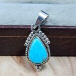 White Water Turquoise 1.25" 925 Sterling Silver Pendant (REXT49-581)
