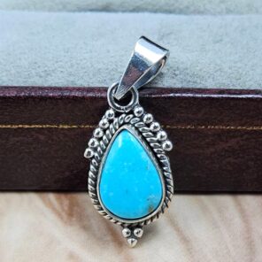 White Water Turquoise 1.25" 925 Sterling Silver Pendant (REXT49-581)