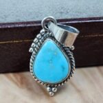 White Water Turquoise 1.25" 925 Sterling Silver Pendant (REXT49-582)