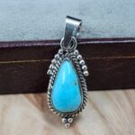 White Water Turquoise 1.25" 925 Sterling Silver Pendant (REXT49-584)