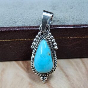 White Water Turquoise 1.25" 925 Sterling Silver Pendant (REXT49-584)