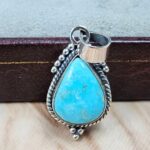 White Water Turquoise 1.25" 925 Sterling Silver Pendant (REXT49-585)