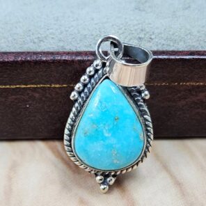 White Water Turquoise 1.25" 925 Sterling Silver Pendant (REXT49-585)