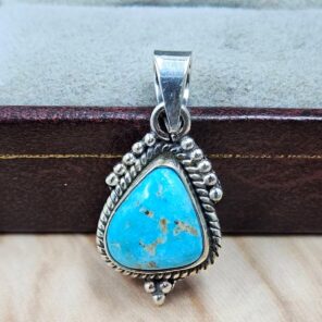 White Water Turquoise 1.25" 925 Sterling Silver Pendant (REXT49-587)