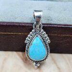 White Water Turquoise 1.25" 925 Sterling Silver Pendant (REXT49-588)
