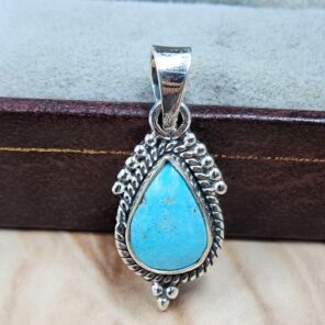 White Water Turquoise 1.25" 925 Sterling Silver Pendant (REXT49-588)