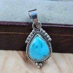 White Water Turquoise 1.25" 925 Sterling Silver Pendant (REXT49-589)