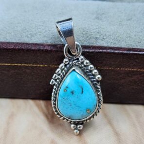 White Water Turquoise 1.25" 925 Sterling Silver Pendant (REXT49-589)