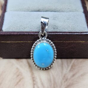 White Water Turquoise 1" 925 Sterling Silver Pendant (REXT21-260)