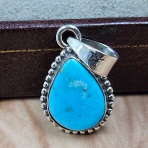 White Water Turquoise 1" 925 Sterling Silver Pendant (REXT21-261)