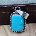 White Water Turquoise 1" 925 Sterling Silver Pendant (REXT21-262)