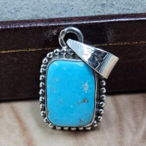 White Water Turquoise 1" 925 Sterling Silver Pendant (REXT21-262)