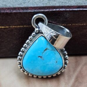 White Water Turquoise 1" 925 Sterling Silver Pendant (REXT21-263)