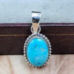 White Water Turquoise 1" 925 Sterling Silver Pendant (REXT21-264)