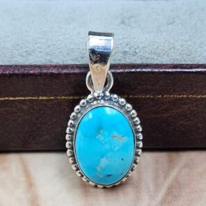 White Water Turquoise 1" 925 Sterling Silver Pendant (REXT21-264)