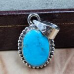 White Water Turquoise 1" 925 Sterling Silver Pendant (REXT21-266)