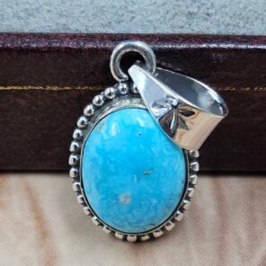 White Water Turquoise 1" 925 Sterling Silver Pendant (REXT21-267)