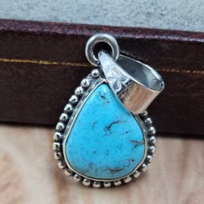 White Water Turquoise 1" 925 Sterling Silver Pendant (REXT21-272)