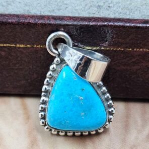 White Water Turquoise 1" 925 Sterling Silver Pendant (REXT21-273)