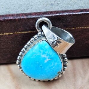 White Water Turquoise 1" 925 Sterling Silver Pendant (REXT21-275)