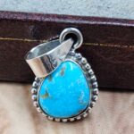 White Water Turquoise 1" 925 Sterling Silver Pendant (REXT21-278)