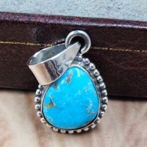 White Water Turquoise 1" 925 Sterling Silver Pendant (REXT21-278)