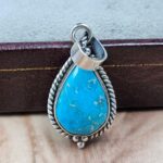White Water Turquoise 1.25" 925 Sterling Silver Pendant (REXT21-279)
