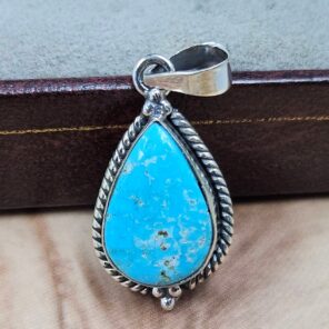 White Water Turquoise 1.25" 925 Sterling Silver Pendant (REXT21-280)