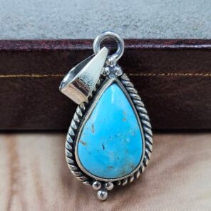 White Water Turquoise 1.25" 925 Sterling Silver Pendant (REXT21-281)