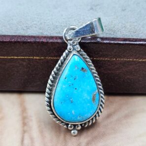 White Water Turquoise 1.25" 925 Sterling Silver Pendant (REXT21-282)