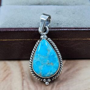 White Water Turquoise 1.25" 925 Sterling Silver Pendant (REXT21-283)