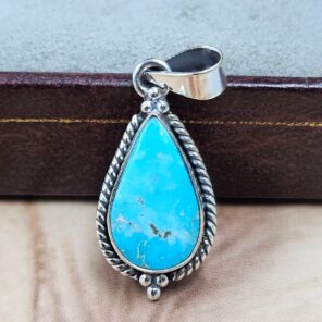 White Water Turquoise 1.25" 925 Sterling Silver Pendant (REXT21-284)