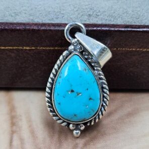 White Water Turquoise 1.25" 925 Sterling Silver Pendant (REXT21-285)