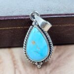 White Water Turquoise 1.25" 925 Sterling Silver Pendant (REXT21-286)