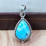 White Water Turquoise 1.25" 925 Sterling Silver Pendant (REXT21-287)