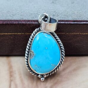 White Water Turquoise 1.25" 925 Sterling Silver Pendant (REXT21-288)
