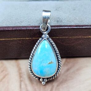 White Water Turquoise 1.25" 925 Sterling Silver Pendant (REXT21-289)