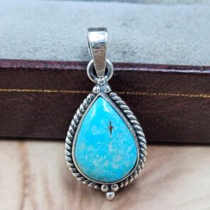 White Water Turquoise 1.25" 925 Sterling Silver Pendant (REXT21-290)