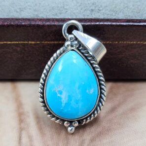 White Water Turquoise 1.25" 925 Sterling Silver Pendant (REXT21-291)