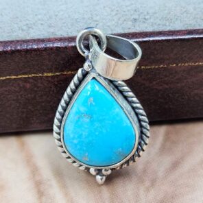 White Water Turquoise 1.25" 925 Sterling Silver Pendant (REXT21-292)